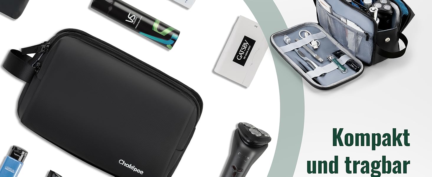 Чоловіча дорожня косметичка Kulturbeutel, водонепроникна косметичка для подорожей, чорна, M