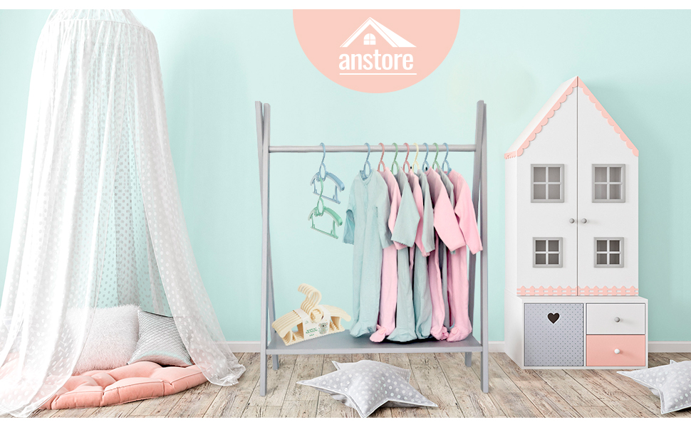 Набір дитячих вішалок для одягу 24 шт. Зростаючі вішалки для дітей з бантиками, нековзкі, для малюків та дошкільнят, кольорові