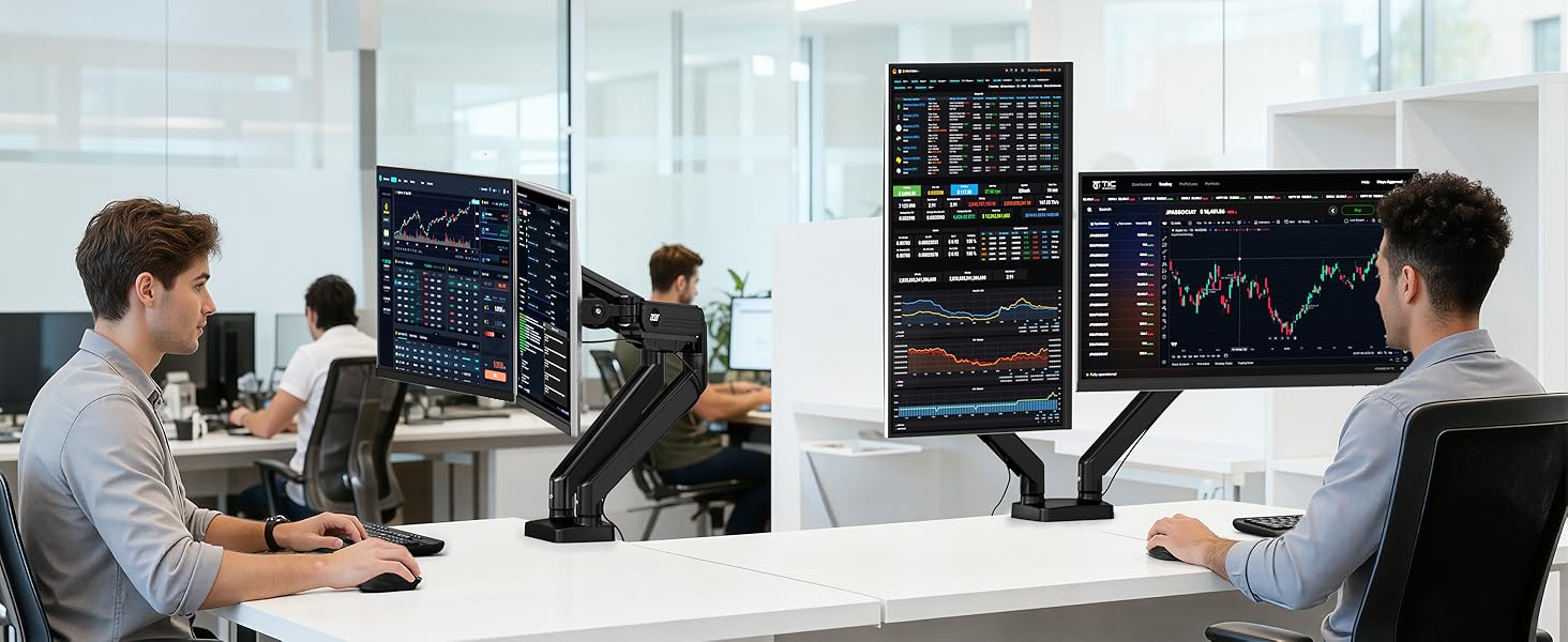 Кронштейн для двох моніторів Acer Dual-Monitor Arm, газліфт для екранів 17-32 дюймів, навантаження 2-9 кг, VESA 75/100 мм, з кабельний-менеджментом