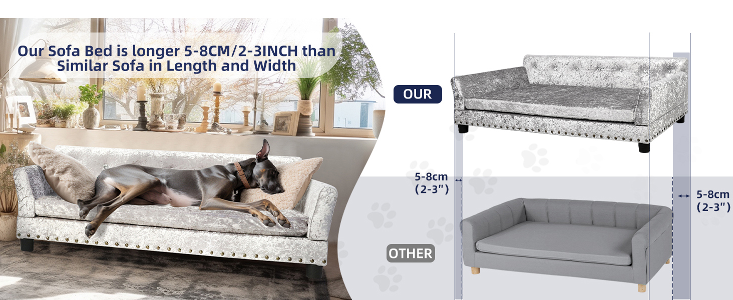 Софа для собак BingoPaw Luxus XXL: зручна лежанка для великих собак з м'яким кріслом та спинкою, сірого кольору, 120x74x40 см