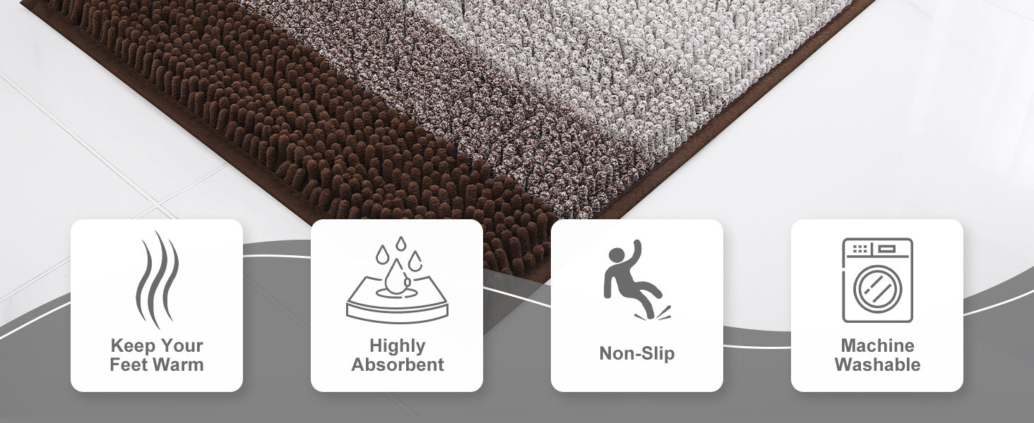 Килимок для ванної кімнати Homaxy з мікрофібри, 40x60 см, коричневий, антиковзаючий, швидковисихаючий