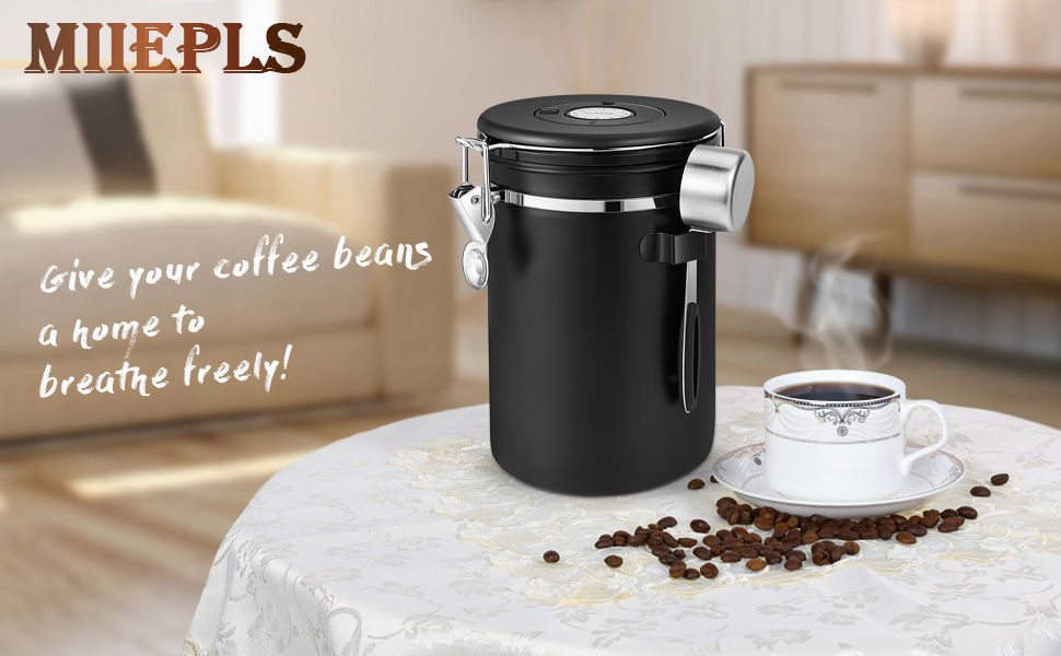 Кавова банка з нержавіючої сталі Miepls, вакуумна, 1,8L, зберігає каву свіжою