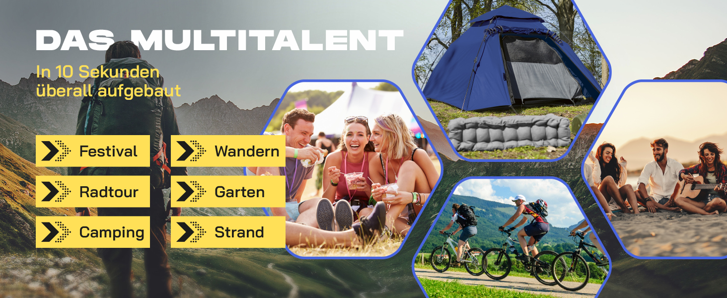 Lumaland Outdoor Pop-Up Dome Tent - 2-3 Person Tent