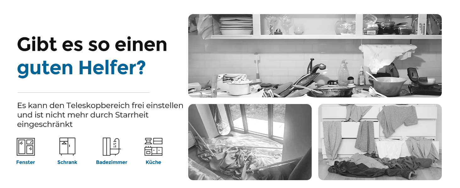 Штанга для карниза без свердління AIZESI 60-120 см, біла (телескопічна, 1 шт.)