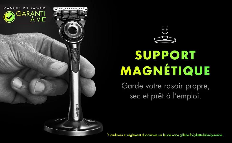 Чоловіча бритва Gillette Labs з ексфоліаційною смужкою, магнітним преміум-тримачем та 3 змінними касетами, срібляста