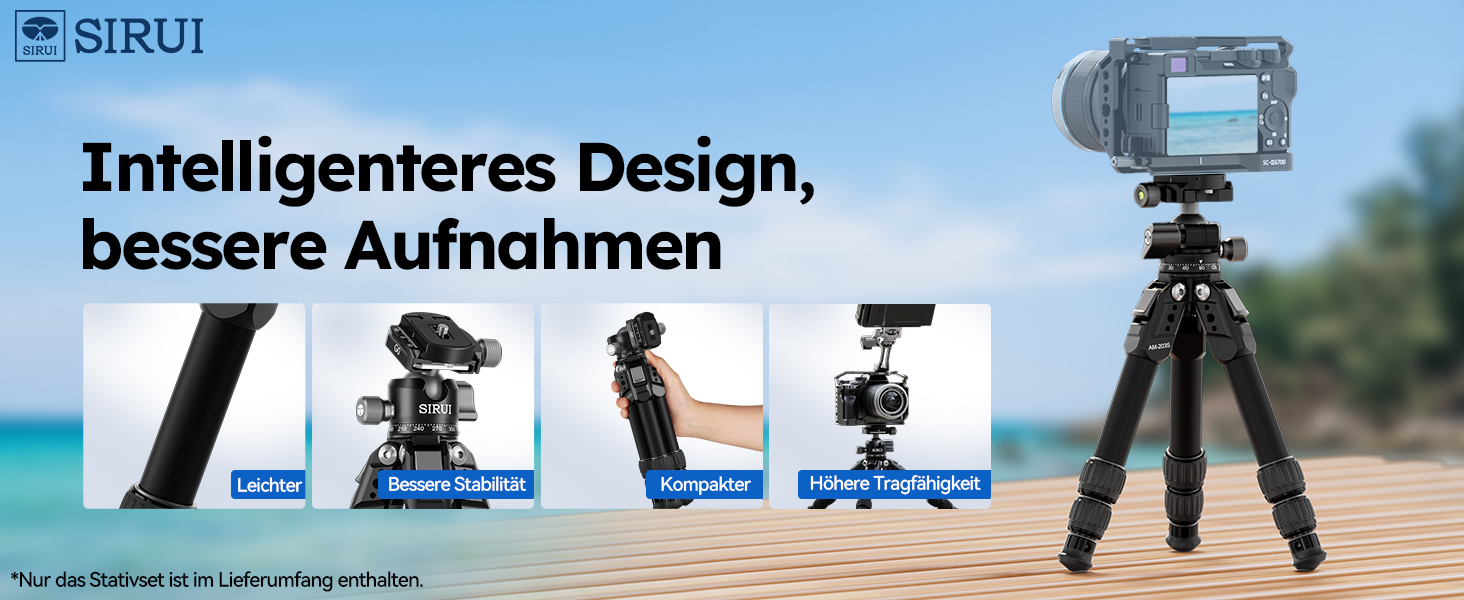 Штатив SIRUI AM-203S: компактний міні-штатив з алюмінію для DSLR, Vlogging, настільний, 15кг, 42см