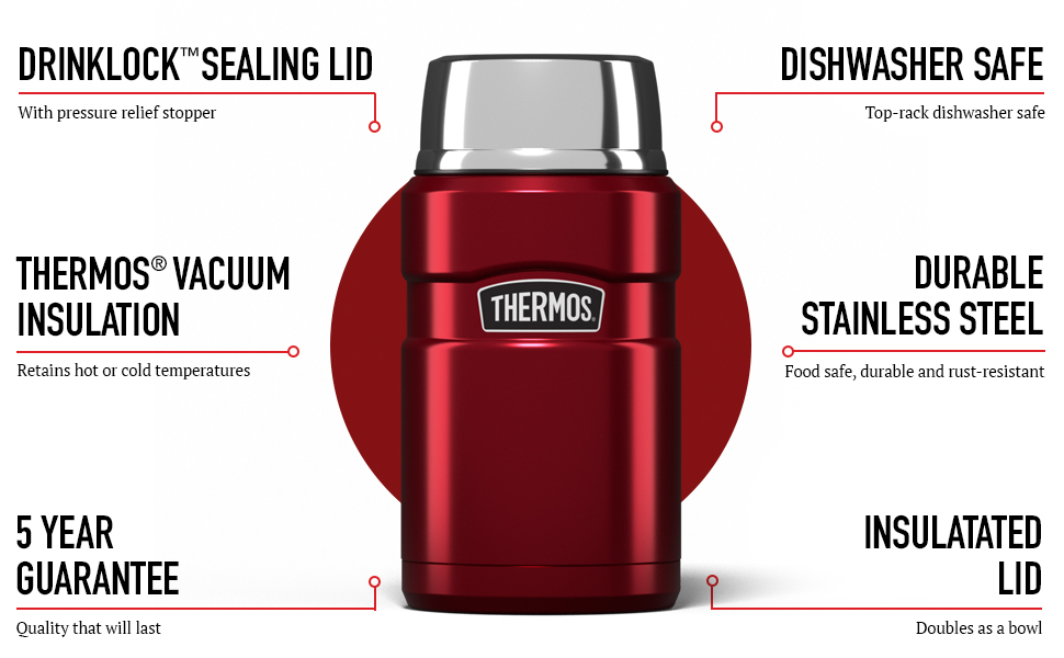 Термос ізольований, 710 мл, нержавіюча сталь (вишнево-червоний, 1 шт.)