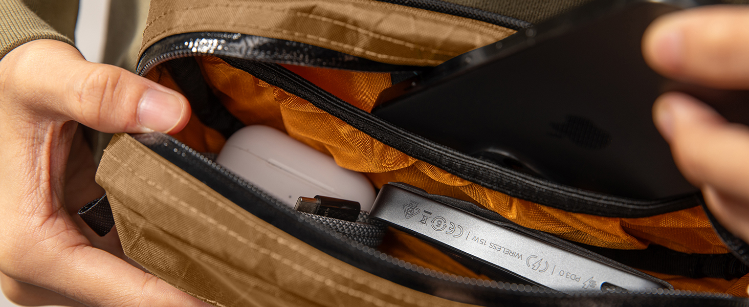 tomtoc Anti-Diebstahl Sling Bag 3,5L: Сумка на плече, Crossbody для чоловіків та жінок з RFID-захистом | для Switch, iPad mini | Водовідштовхувальна, EDC, Подорожі, щоденне використання | X-pac, Колір: Коричневий
