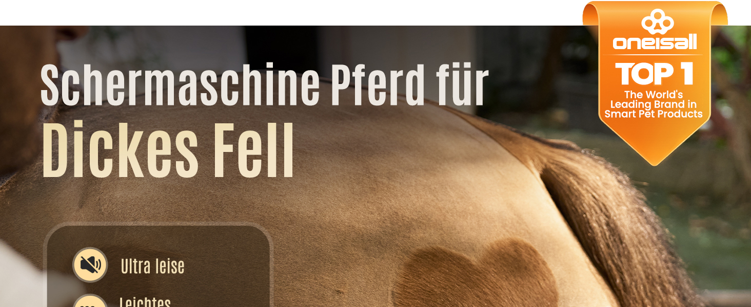 Машина для стрижки коней Oneisall бездротова, потужна, 7000 обертів, для густого та сплутаного волосся, чорна