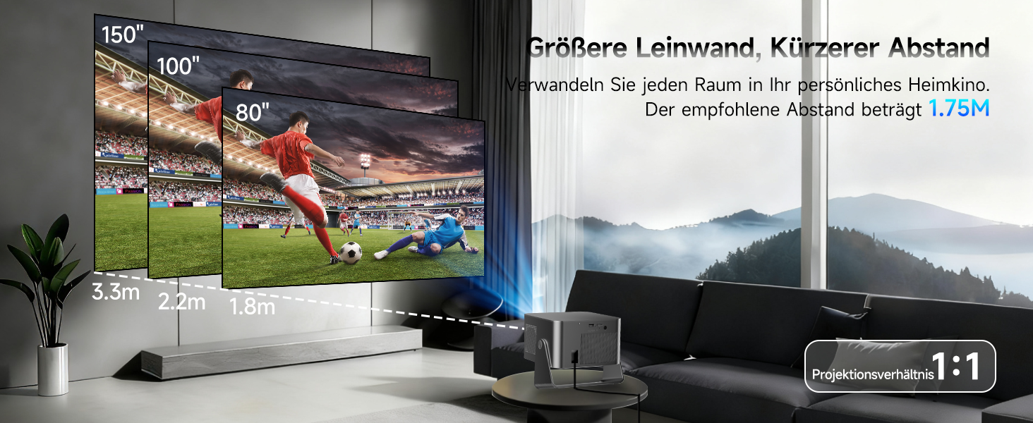 Magcubic Beamer 4K: Міні-проектор з WiFi 5, Bluetooth 5.1, 15W, 650 ANSI, Dolby Audio/HDR10+, автофокус, трапец. корекція, 180° обертання (сірий)