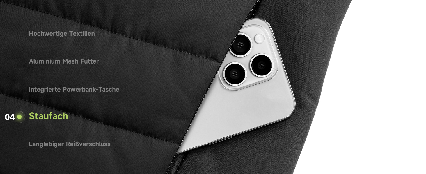 Обогріваючий жилет, жилет з підігрівом для жінок та чоловіків, тепла куртка з акумулятором, куртка з підігрівом з Powerbank, 7.4V/5.0V куртка з 3 рівнями налаштування температури, 6 зон обігріву, теплий жилет, зимова куртка, водонепроникний одяг з акумулятором, чорний - 10000mAh 5V Powerbank