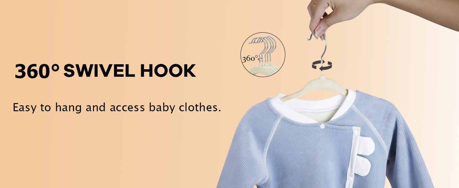 Плечики для дитячого одягу ManGotree з велюру, 30 шт. з обертовим гачком, плечики для дітей та дитячого одягу, бежеві