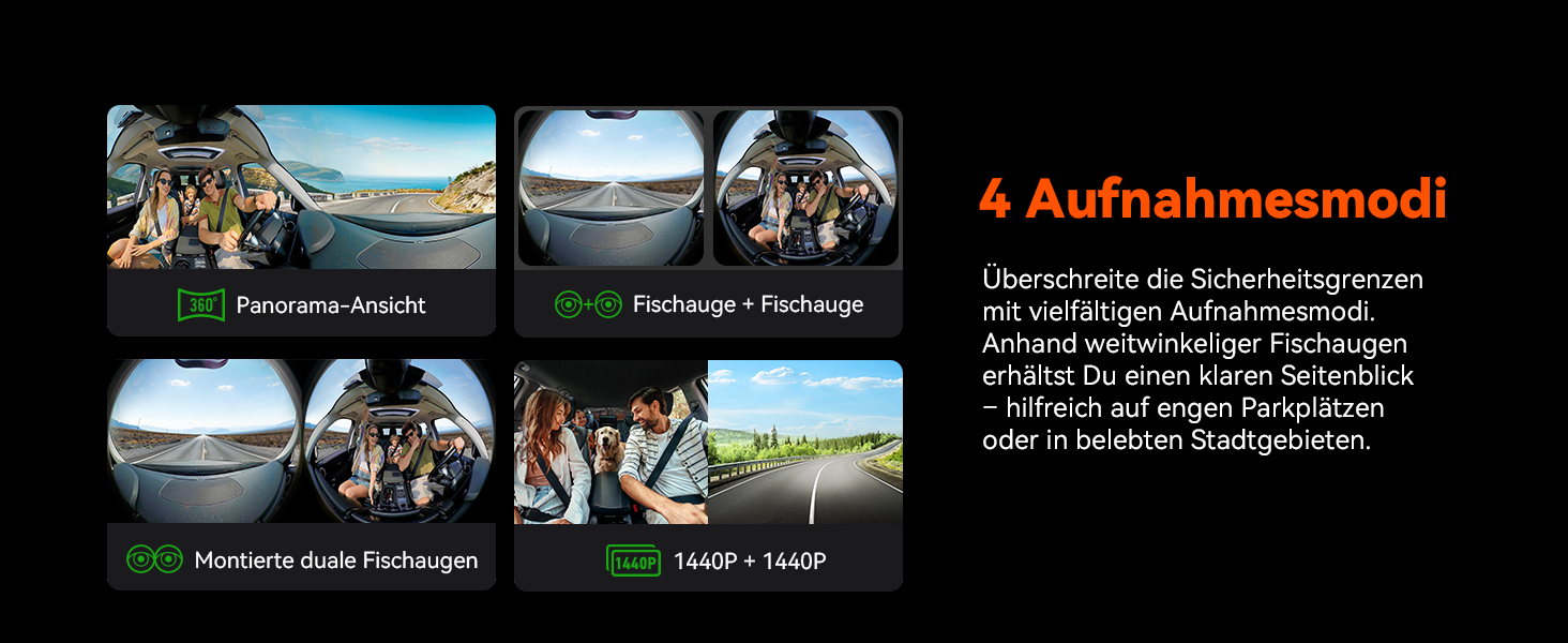 Панорамний відеореєстратор VANTRUE E360 5.2K Dual STARVIS 2 HDR 360°, сенсорний екран 1.54