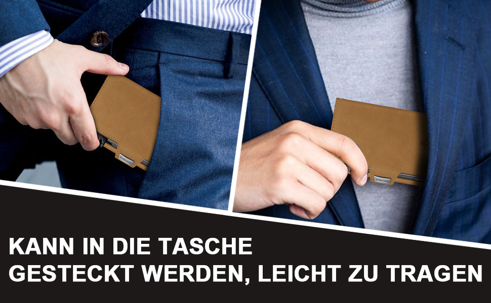 Чоловічий гаманець з відділенням для монет та RFID захистом, Slim Wallet Pop-up, для 9-11 карт, з кишенею для ID та відділенням для грошей, Smart Wallet для чоловіків (Верблюжий колір)
