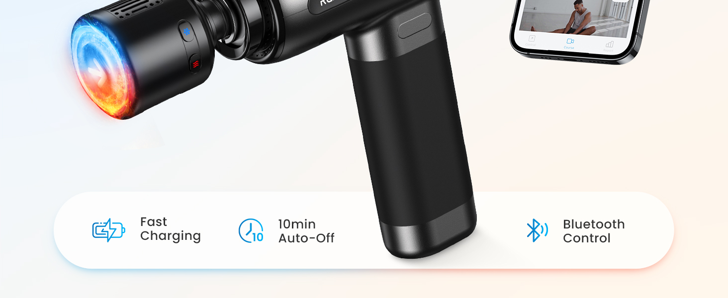Масажер для м'язів RENPHO - пістолет для масажу з акумулятором 2500mAh та USB-C, до 3200 ударів/хв, чорний (Thermacool)