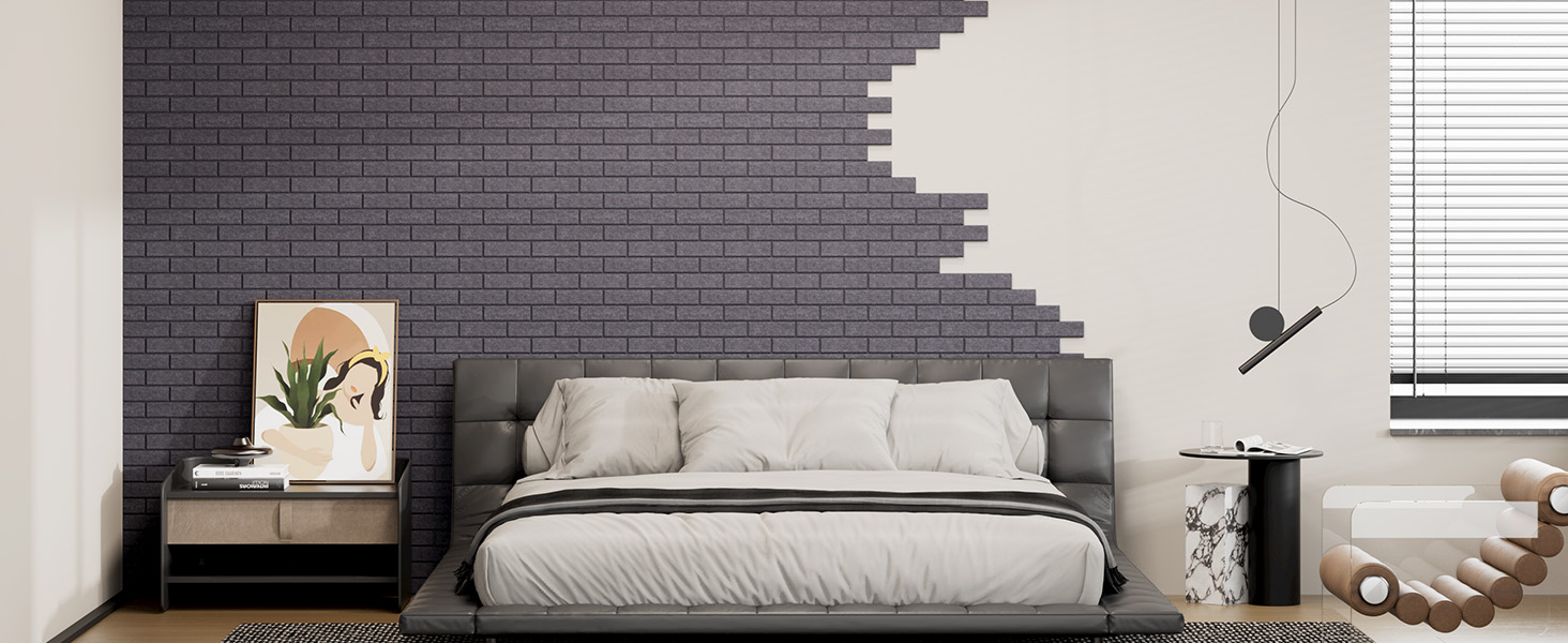 Акустичні панелі TONOR під цеглу самоклеючі, 18 шт. (30x30x0,9 см), звукопоглинаючі панелі для шумоізоляції та декору стін, темно-сірі