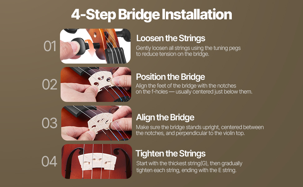 Скрипка VEVOR 4/4 з аксесуарами: футляр, колінь, стійка, струни, тюнер, дерев'яний корпус (матова коричнева)