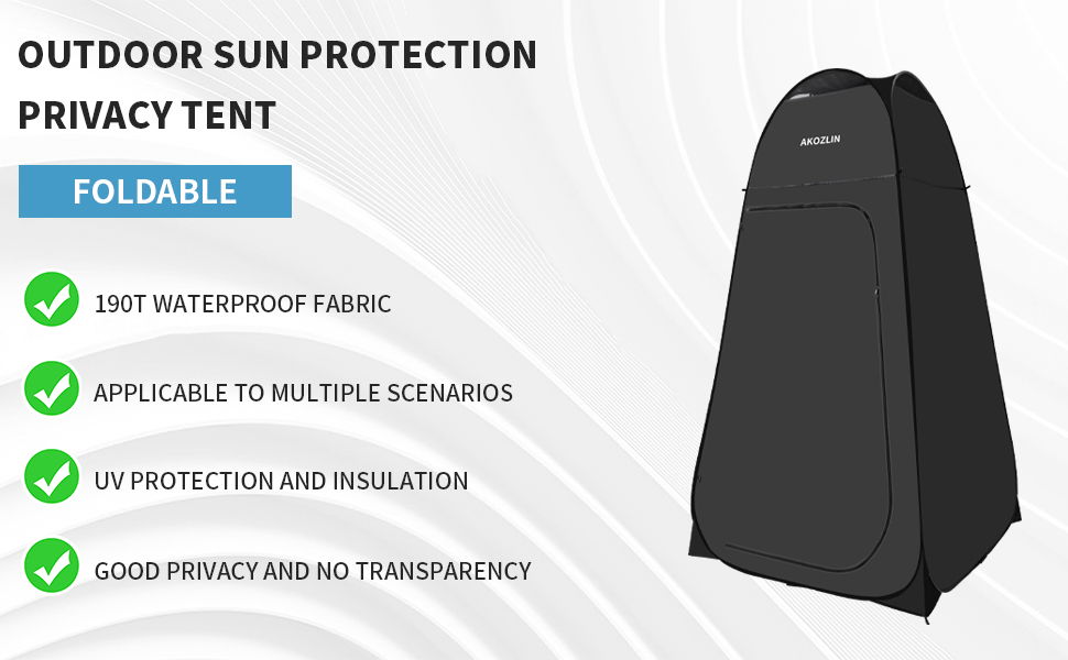 Намет для душу Pop Up, чорний, 190 x 120 x 120 см - для кемпінгу, пляжу, подорожей