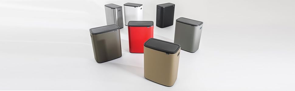Відро для сміття Brabantia біле, 60 літрів, з внутрішнім відром (сірий мінеральний бетон)
