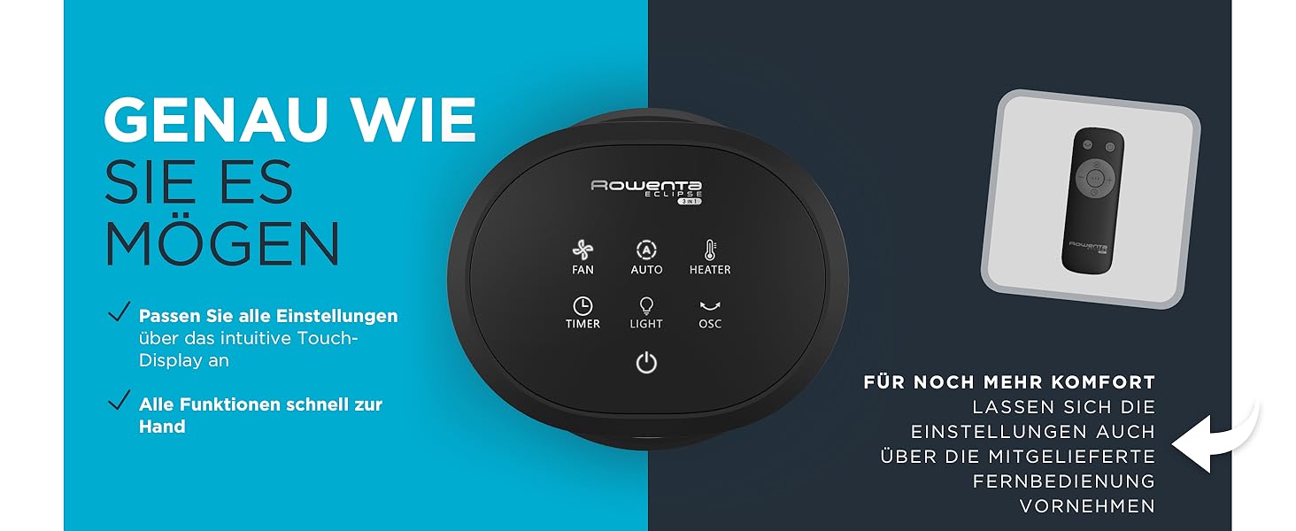 Rowenta Eclipse QU5030: Вентилятор-повітряочисник 3-в-1 | Rowenta | Повітряочисник, Вентилятор, Обігрівач | 12 швидкостей, Таймер, Дистанційне керування | Антрацит