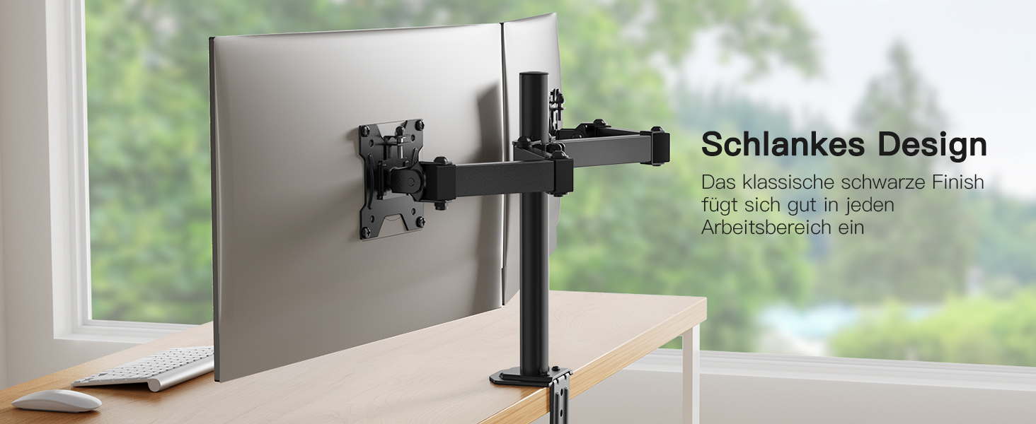 Кріплення для монітора HUANUO для 2 моніторів, 13-30 дюймів, геймерське, регулювання висоти, нахил, поворот, 10 кг/arm, VESA 75/100