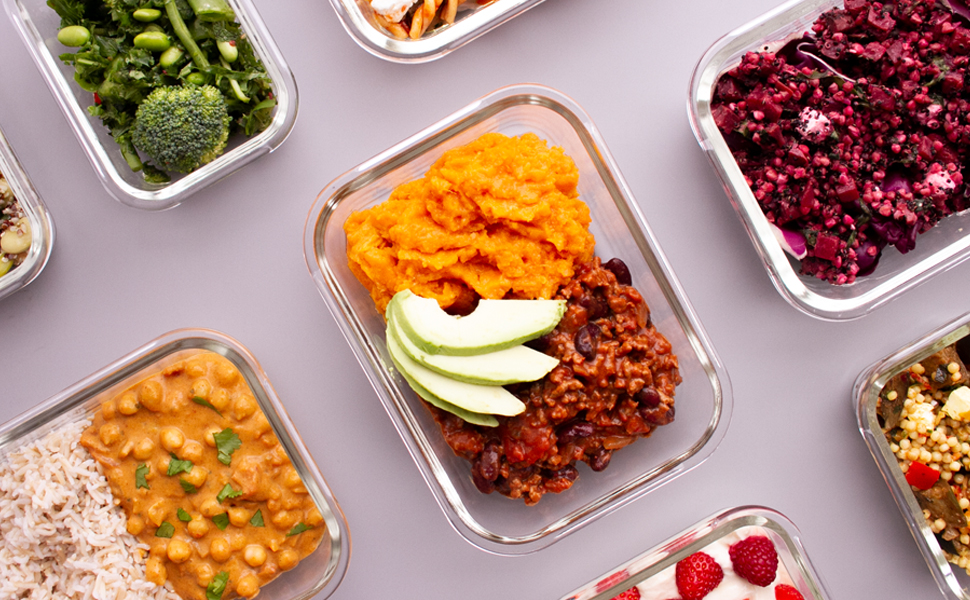 Glass Storage Box for Food - [Pack of 10] Lunchboxes for Healthy Meals with Airtight Lids - Airtight Storage Containers, Lunch Boxes BPA-free, Leak-proof (10 Lids & 10 Containers)