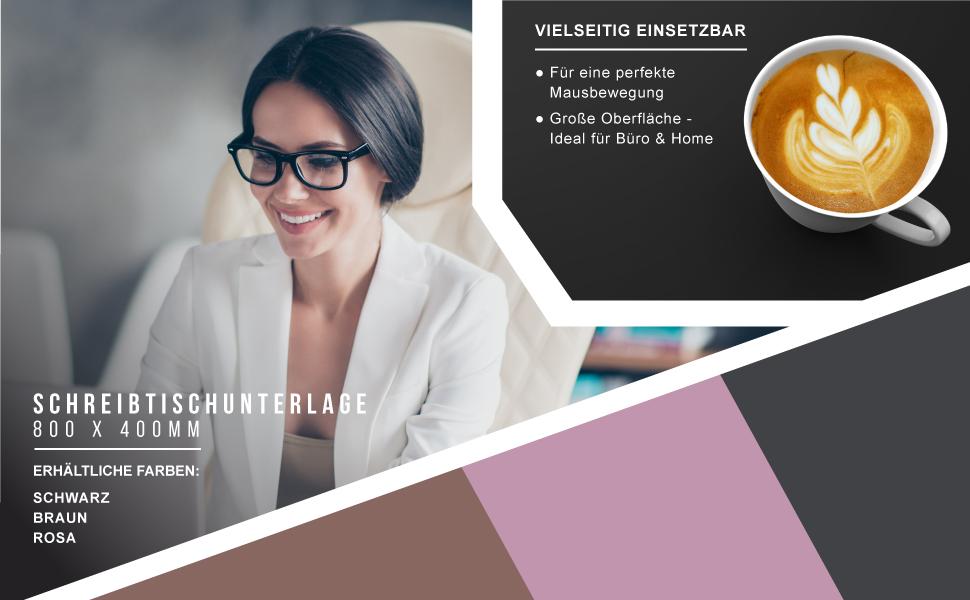 CSL Килимок для миші XXL для столу з екошкіри та корку 800x400 мм – чорний