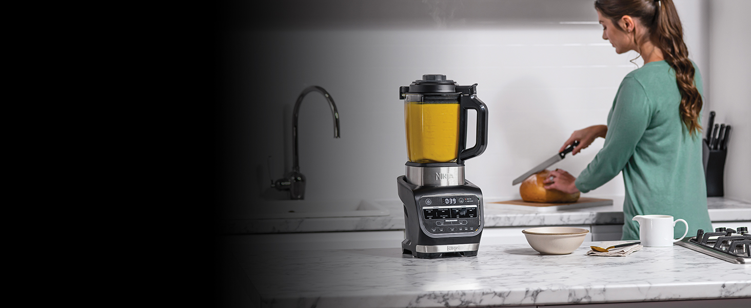 Ninja Foodi Hot & Cold Blender with Auto-iQ Programs - 1.7L Glass Jug, 1000W, Includes Masher & Cleaning Brush