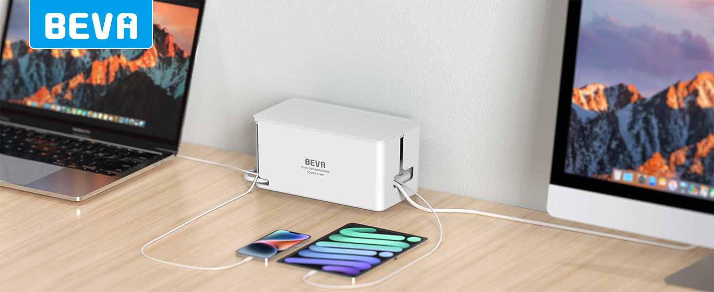 Блок розеток BEVA з прихованими роз'ємами, 3680W/16A, захист від перенапруги 1050J, 6 розеток + 3 USB-A + 1 USB-C (15W), з вимикачем, білий, 2м кабель