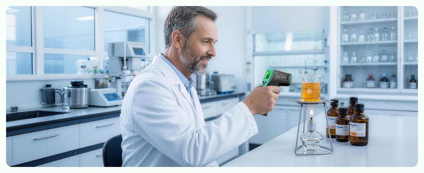 Інфрачервоний термометр ERICKHILL -50℃~800℃: безконтактний лазерний термометр з LCD-дисплеєм, регульований коефіцієнт випромінювання. Підходить для приготування їжі, грилю, заморожування, промисловості