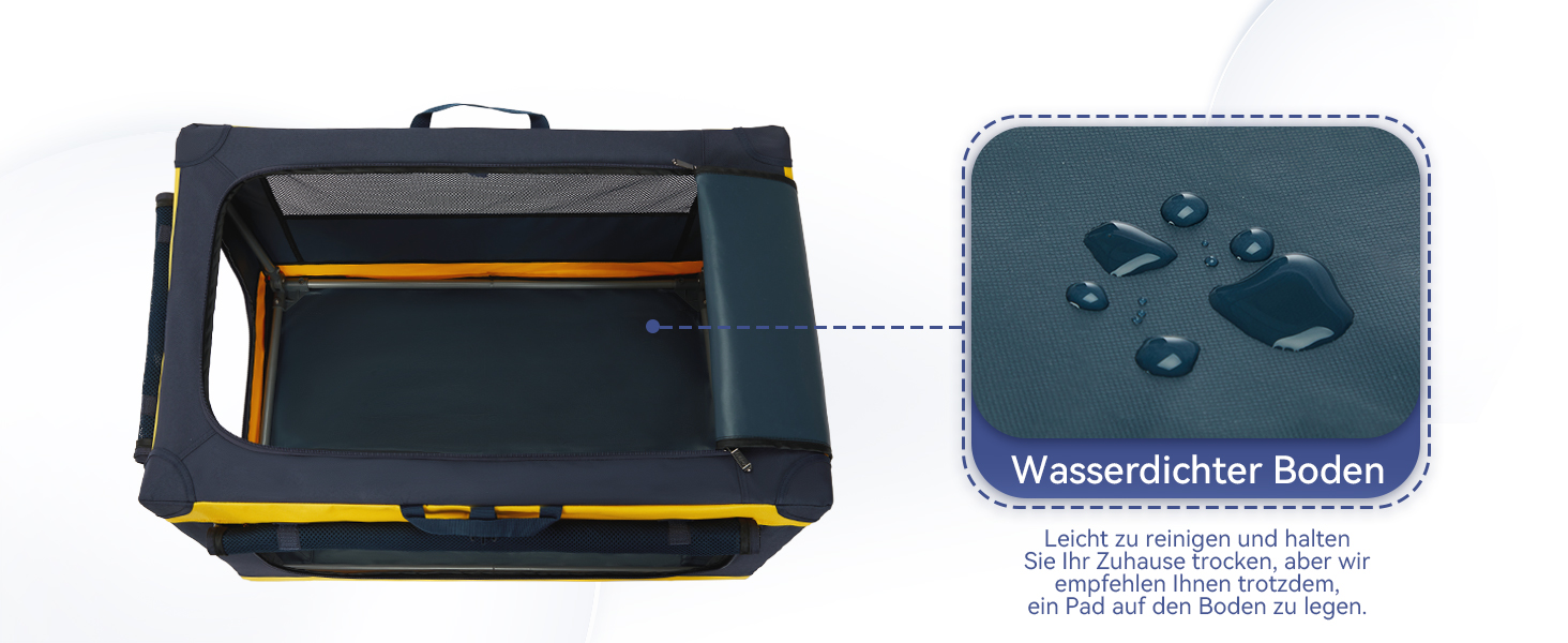 Складана переносна вольєр для собак великих порід, жовтий (XL, 64 x 63 x 100 см)