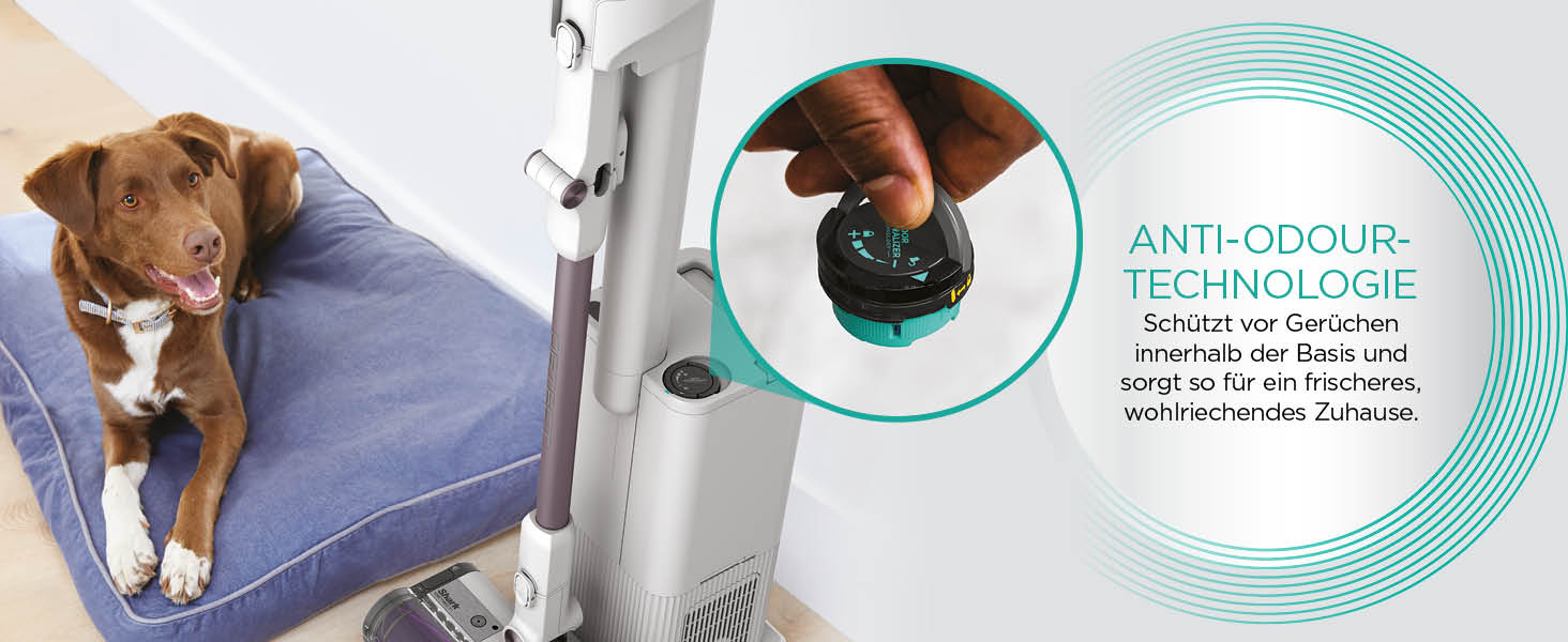 Пылесос Shark Clean & Empty: аккумуляторный, с базой самоочистки, до 40 мин работы, беспроводной, для шерсти животных, ковров и твердых полов, с LED-подсветкой, тихий, белый/синий, BU3521EU