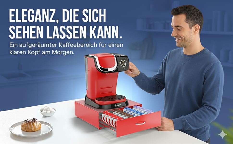 Тримач для капсул Tassimo Prodiumart – елегантний диспенсер на 64 капсули (червоний)