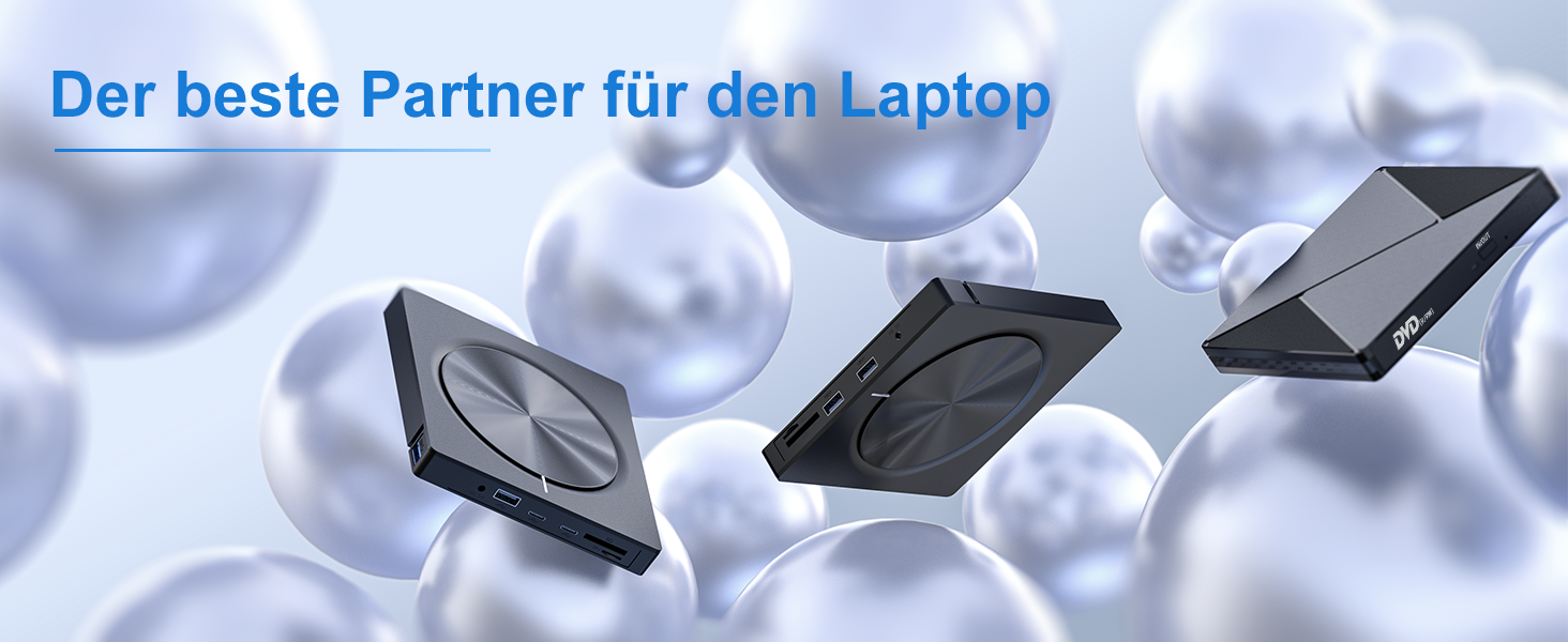 Зовнішній CD/DVD привід USB 3.0 та USB-C, оптичний накопичувач CD/DVD +/-RW ROM для ноутбука, ПК, MacBook, iMac (Windows, MacOS, Linux)