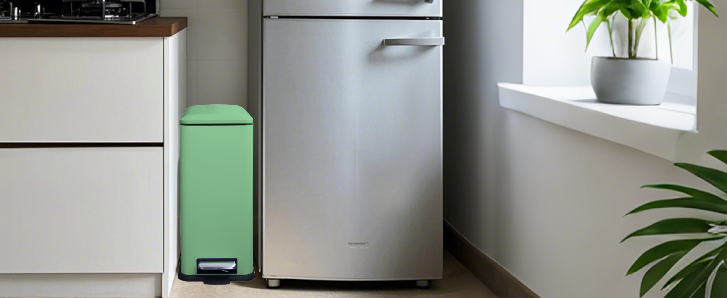 Відро для сміття кухонне 30 літрів з м'яким закриттям, зелене, з педаллю