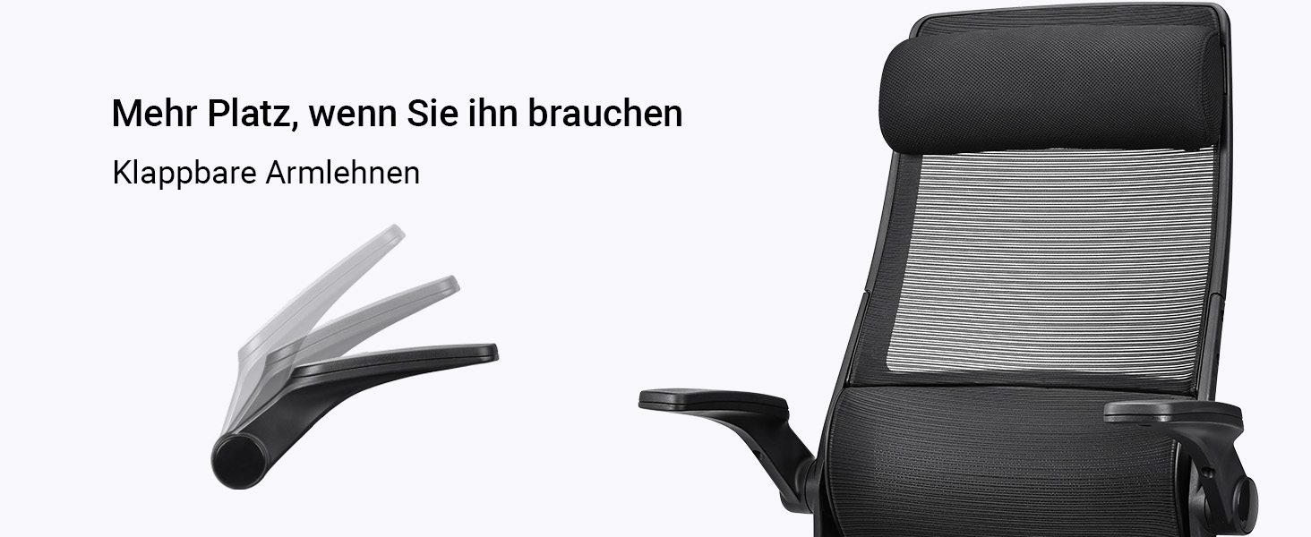 Ергономічне крісло для офісу з регульованою підголовником, офісне крісло з сітки, відкидні підлокітники, широке сидіння, функція гойдання, комп'ютерне крісло EN 1335, офісне крісло 200 кг, чорне
