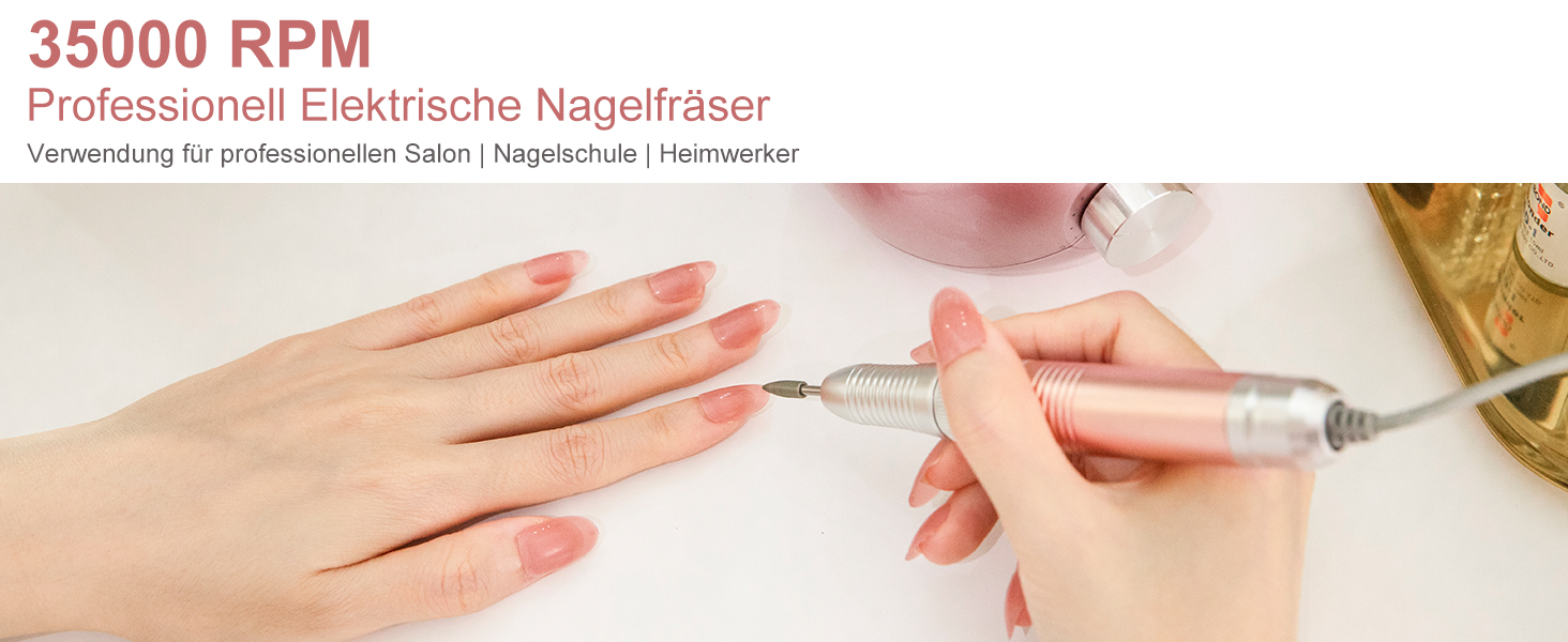 Електричний набір для манікюру та педикюру Delanie Nagelfräser 35000 U/Min 6 в 1 (рожеве золото, акумуляторний)