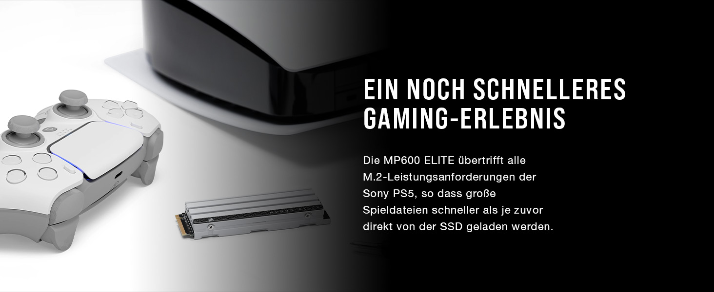 SSD Corsair MP600 Elite 1TB M.2 PCIe Gen4 x4 NVMe з кулером - для PS5 - Швидкість до 7000 МБ/с - Білий