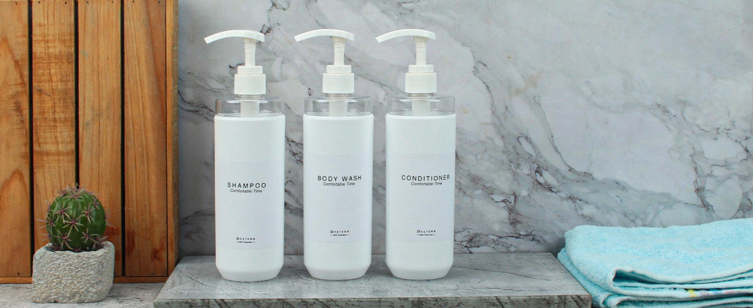 Набір дозаторів для душу Goyiseе, 3 шт, сірий (для мила та шампуню)