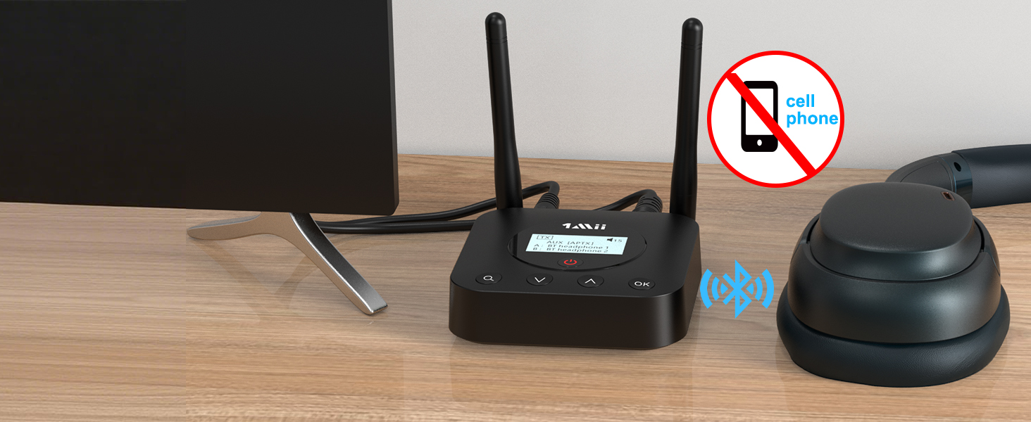 Bluetooth 5.3 трансмітер для ТБ 1Mii B06TX+ з дисплеєм та підтримкою Dual Link
