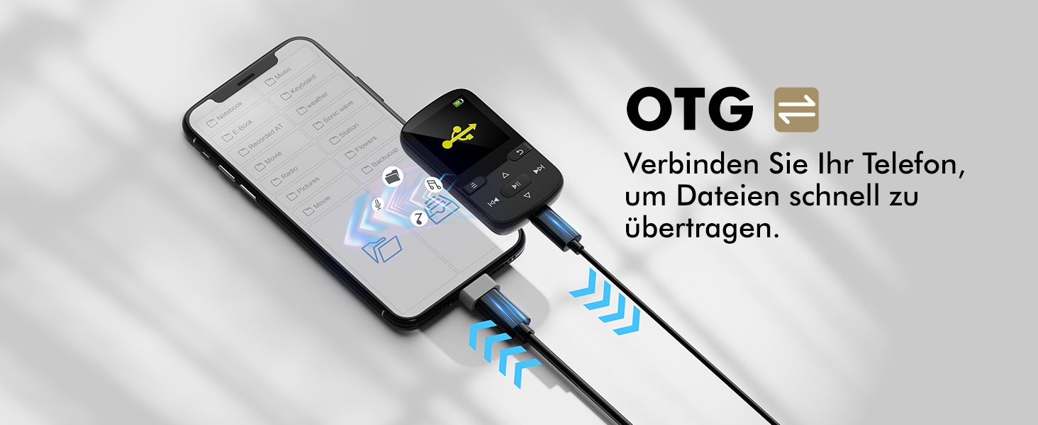 MP3 плеєр Bluetooth 5.3 з кліпсою, HiFi спортивний плеєр для дітей з FM-радіо, диктофоном та крокоміром, 64GB, чорний