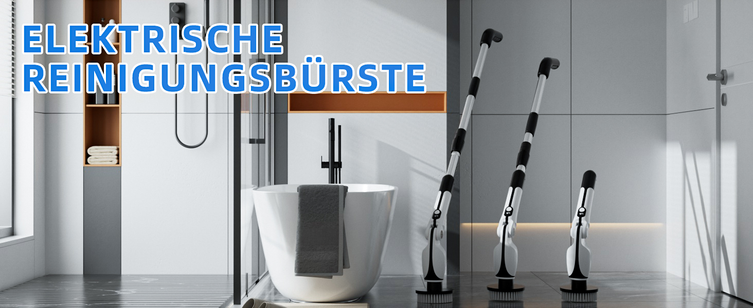 Електрична щітка для прибирання: 7 насадок, 3 довжини, 90 хв роботи, 2 режими швидкості для ванної, кухні, авто