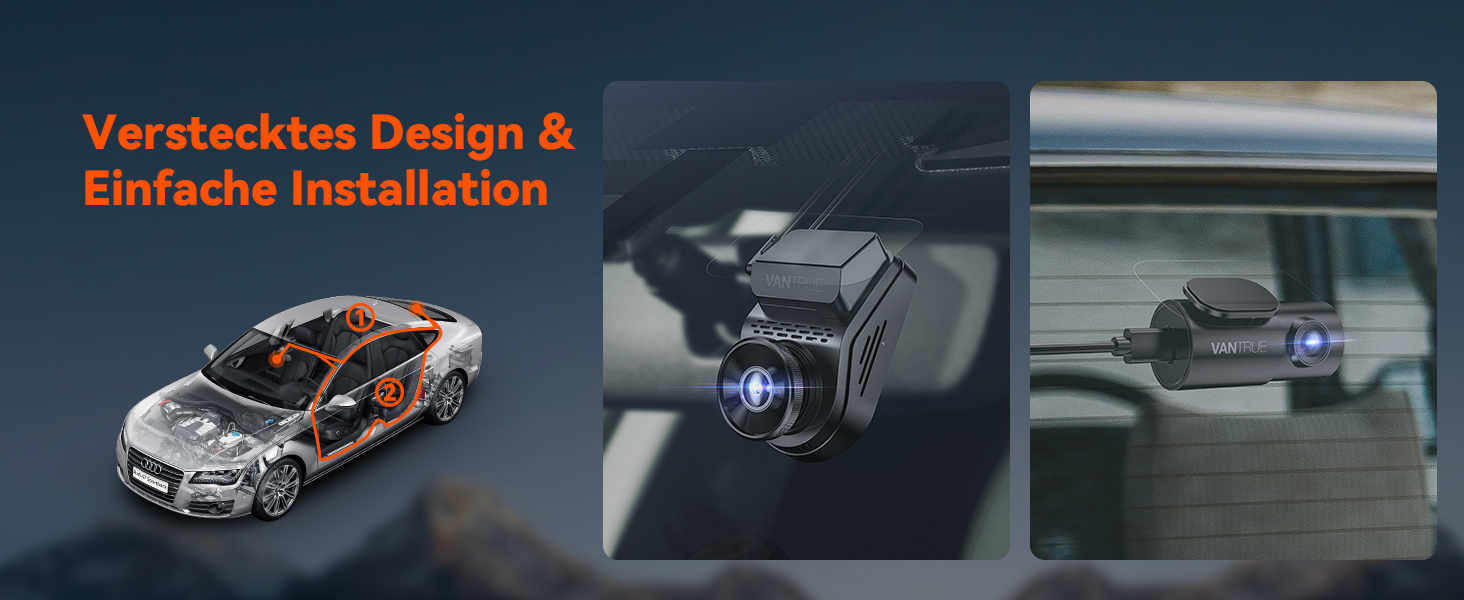 Відеореєстратор VANTRUE S1 Pro 2.5K + 1080P, GPS, WiFi, STARVIS, Паркування, Нічний режим, G-сенсор