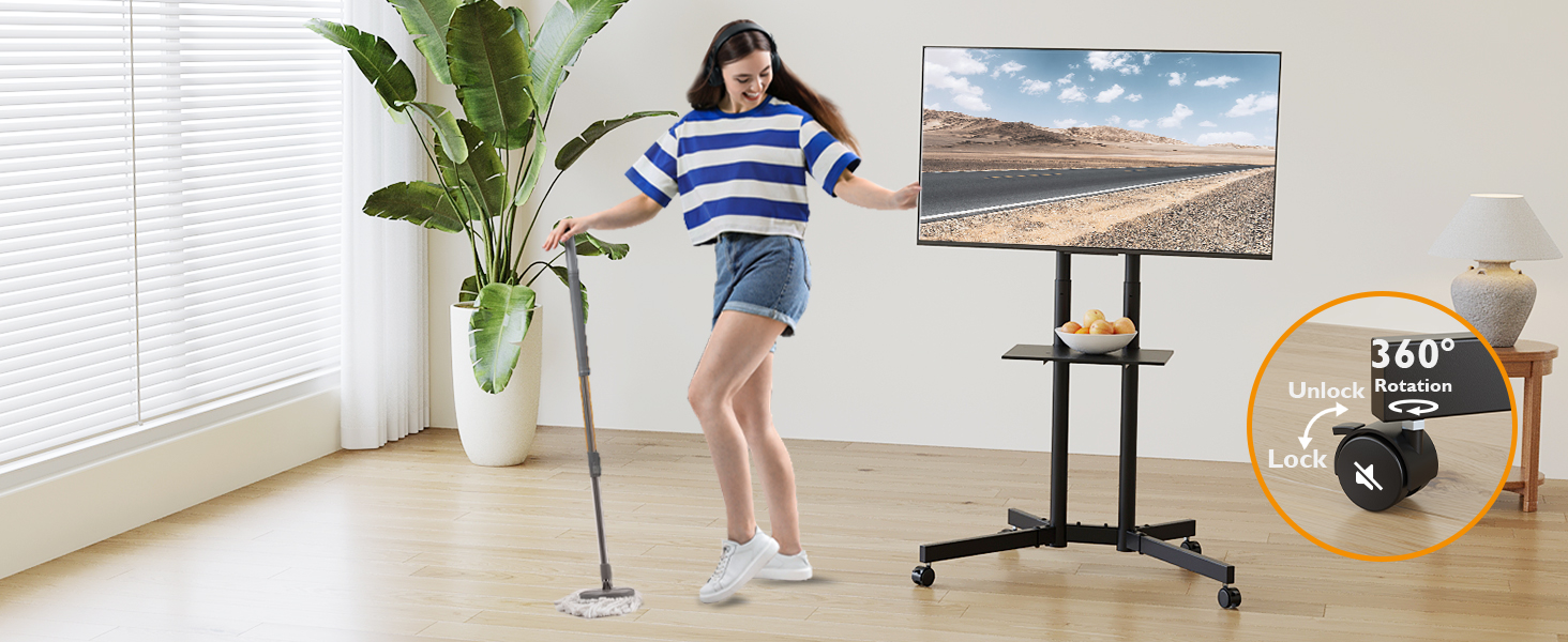 Підставка для телевізора BONTEC Mobiler TV-Wagen: регульована висота, VESA 600x400, до 55 кг, з полицею для ноутбука та кабельною організацією, для офісу, дому та геймінгу