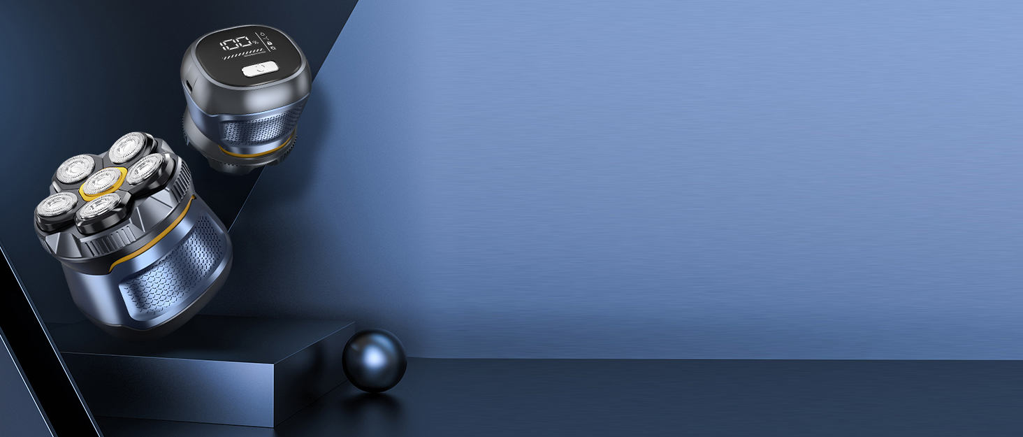 Електрична бритва для гоління голови Glatzen 6D, чоловіча, 2 режими, магнітна, IPX7 водонепроникна, Type-C, для сухого та вологого гоління 0.0 мм