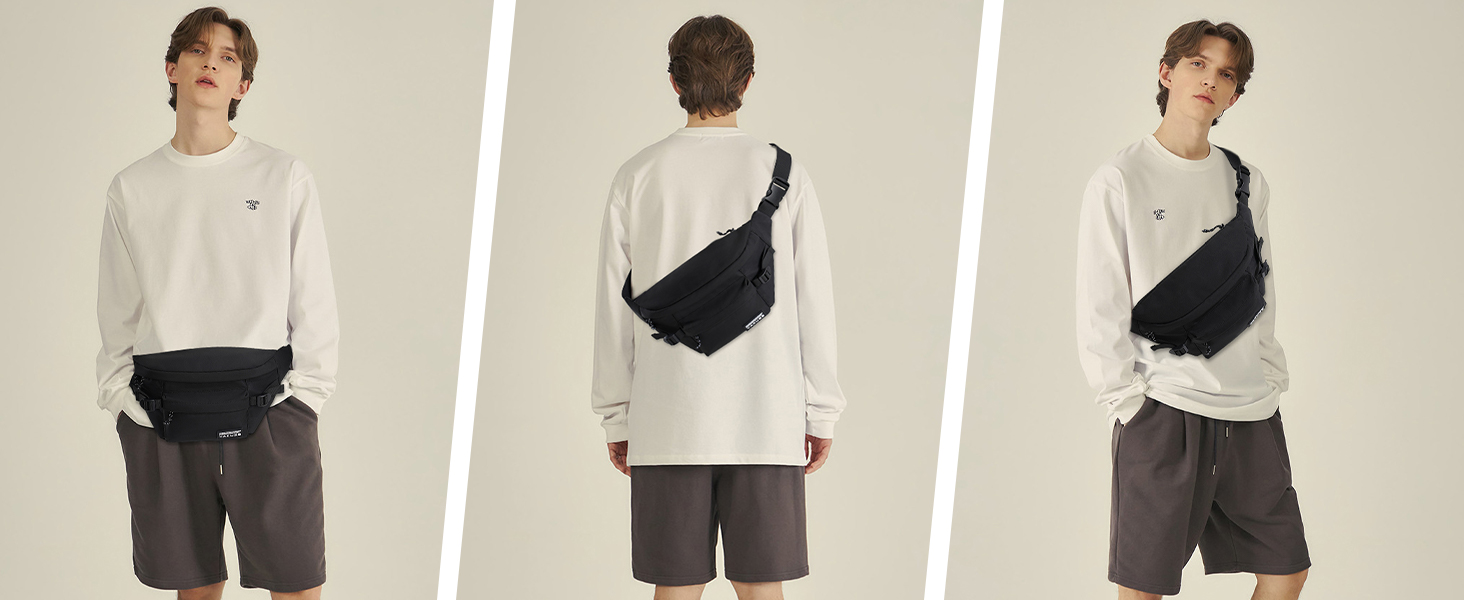 Спортивна нагрудна сумка YaKuss, велика водонепроникна поясна сумка через плече, регульований ремінь для бігу, подорожей, чорна