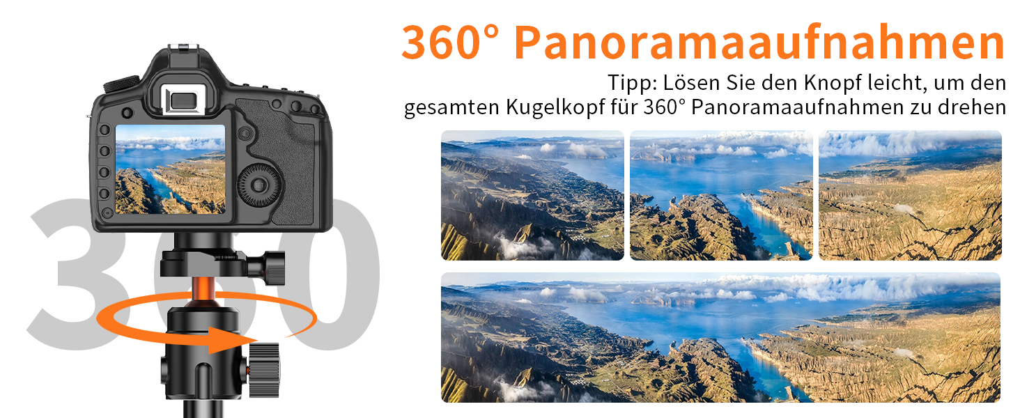 Штатив для камери XXZU 180 см, легкий, для DSLR/смартфона, з кульковою головкою 360° та 1/4-дюймовою різьбою, чорний