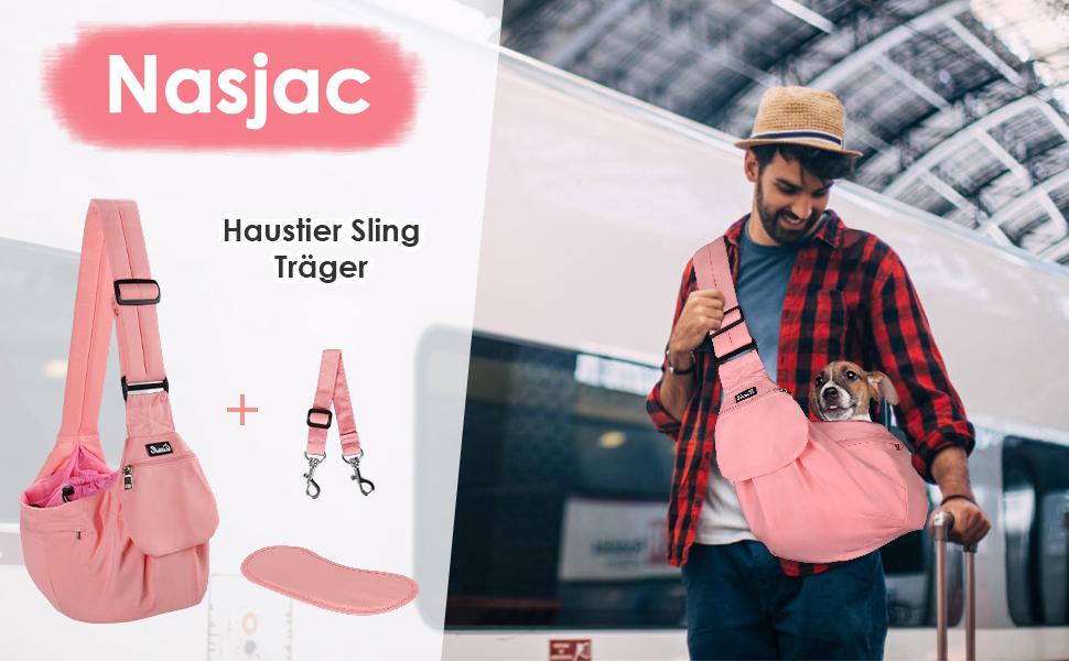 Сумка-переноска для собак Nasjac, ручне кріплення, з підставками для дна, комфортна, з регульованим плечовим ременем та кишенею на блискавці, для маленьких собак та котів, для подорожей на відкритому повітрі (Рожева)