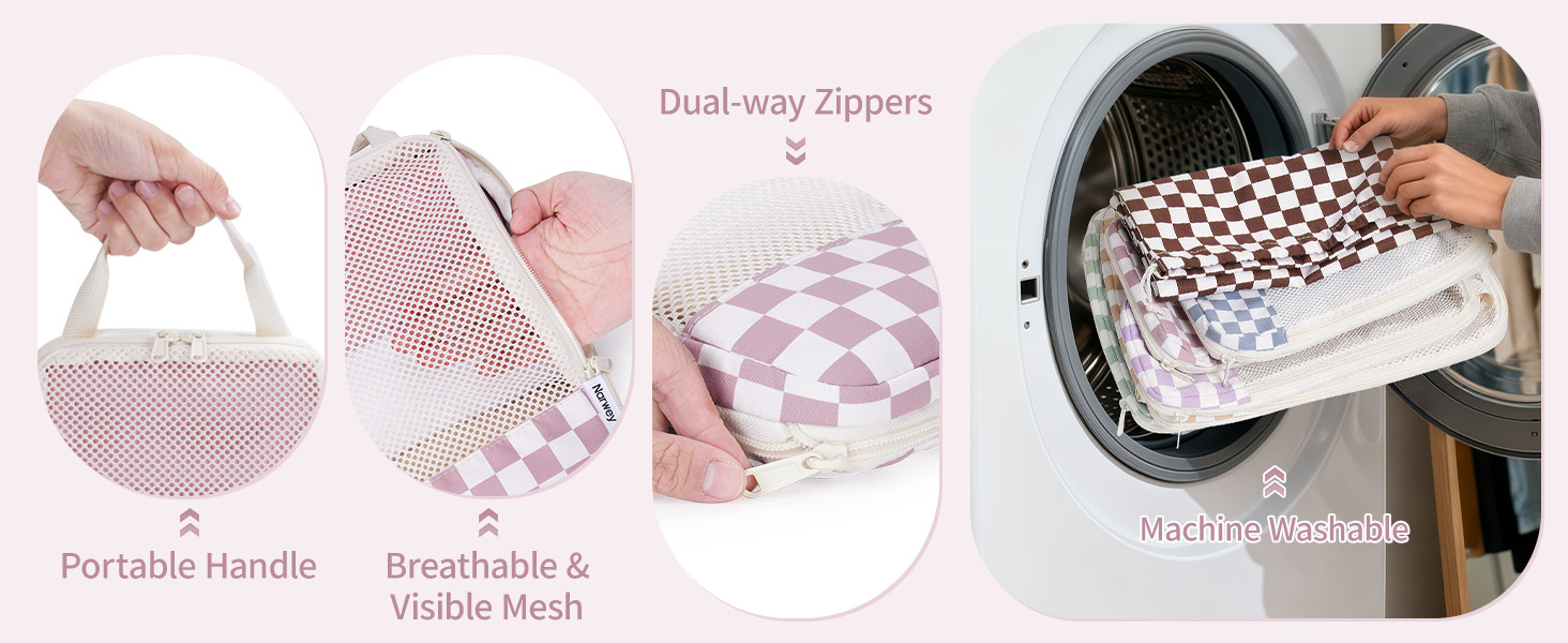 Набір органайзерів для валізи Narwey (6 шт.) - компресійні куби для пакування, рюкзак, органайзери для подорожей (в комбінованому клетчатому стилі)