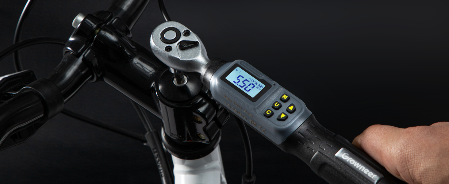 Цифровий шуруповерт з моментом обертання GROWNEER, 2.66-53.1 In-lbs/ 1/4'' Drive, 1.5-30 Nm, з індикатором крутного моменту, звуковим сигналом та LED-дисплеєм, 27 в 1